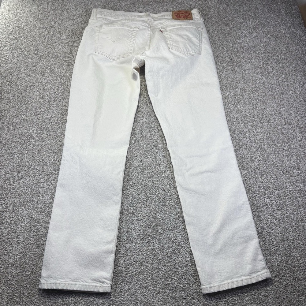 Levis 511 Slim Jeans Mens 34x32 White Light Wash Tapered Denim Pants Casual - Picture 8 of 8